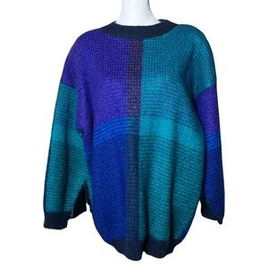 Colorblock Sweater in Purple and Teal